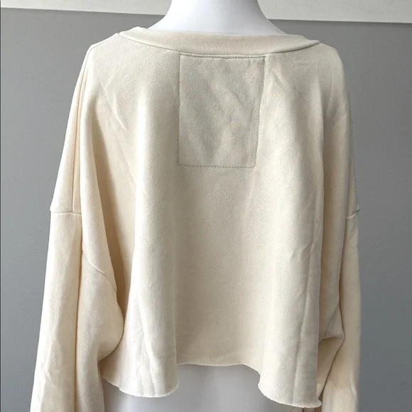 🏄‍♀️Aviator Nation LOGO CROPPED CREW SWEATSHIRT RELAXED -VINTAGE WHITE-Medium - Picture 5 of 11